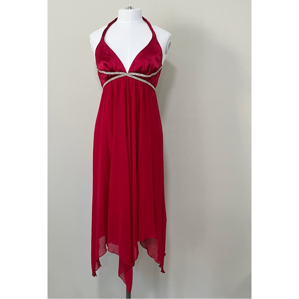 Vintage Y2K A.B.S Essentials By Allen Schwartz Size 4 Red Halter Dress